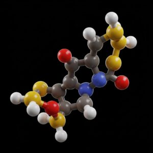 A 3D rendered model of an L-Carnitine molecule, showcasing its chemical structure.